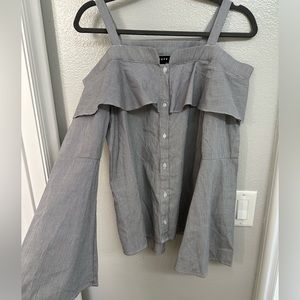 Off the shoulder button down top